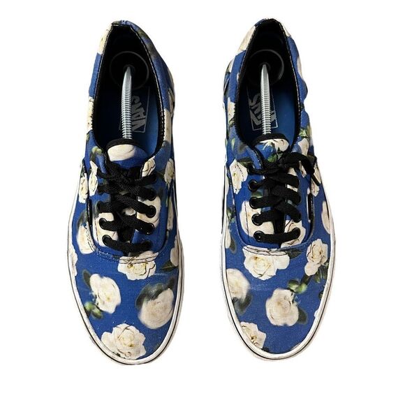 Vans ~ Blue Canvas Floral Print lace up Sneakers ~ size 10 - Picture 2 of 13